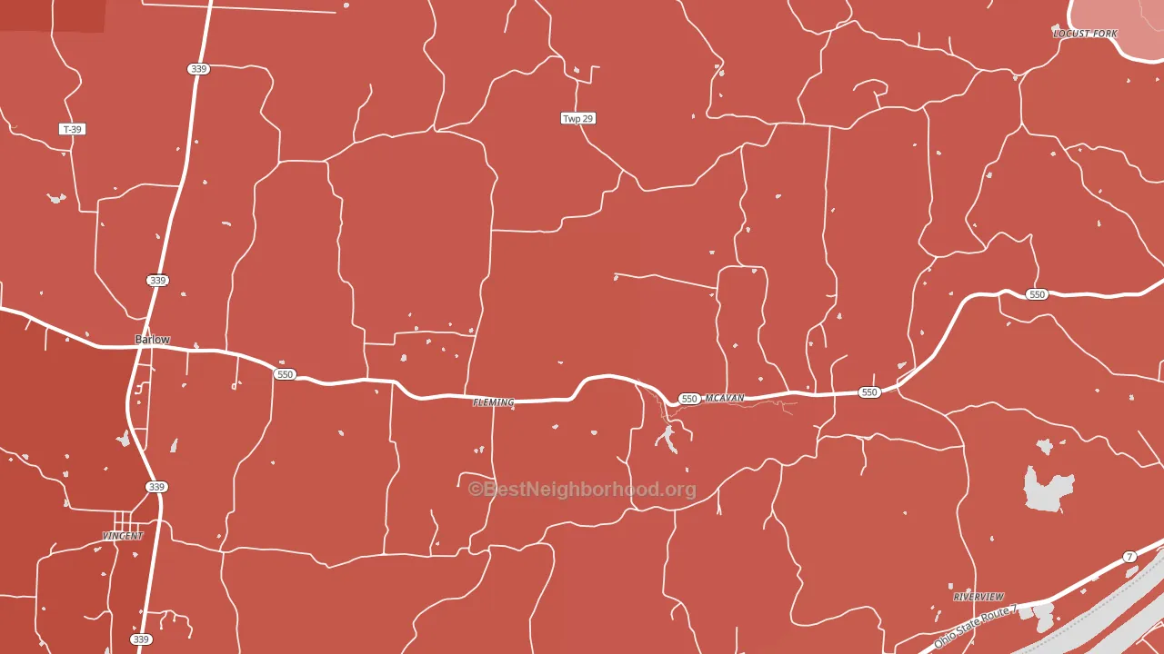 Fleming, OH block-group political-lean map