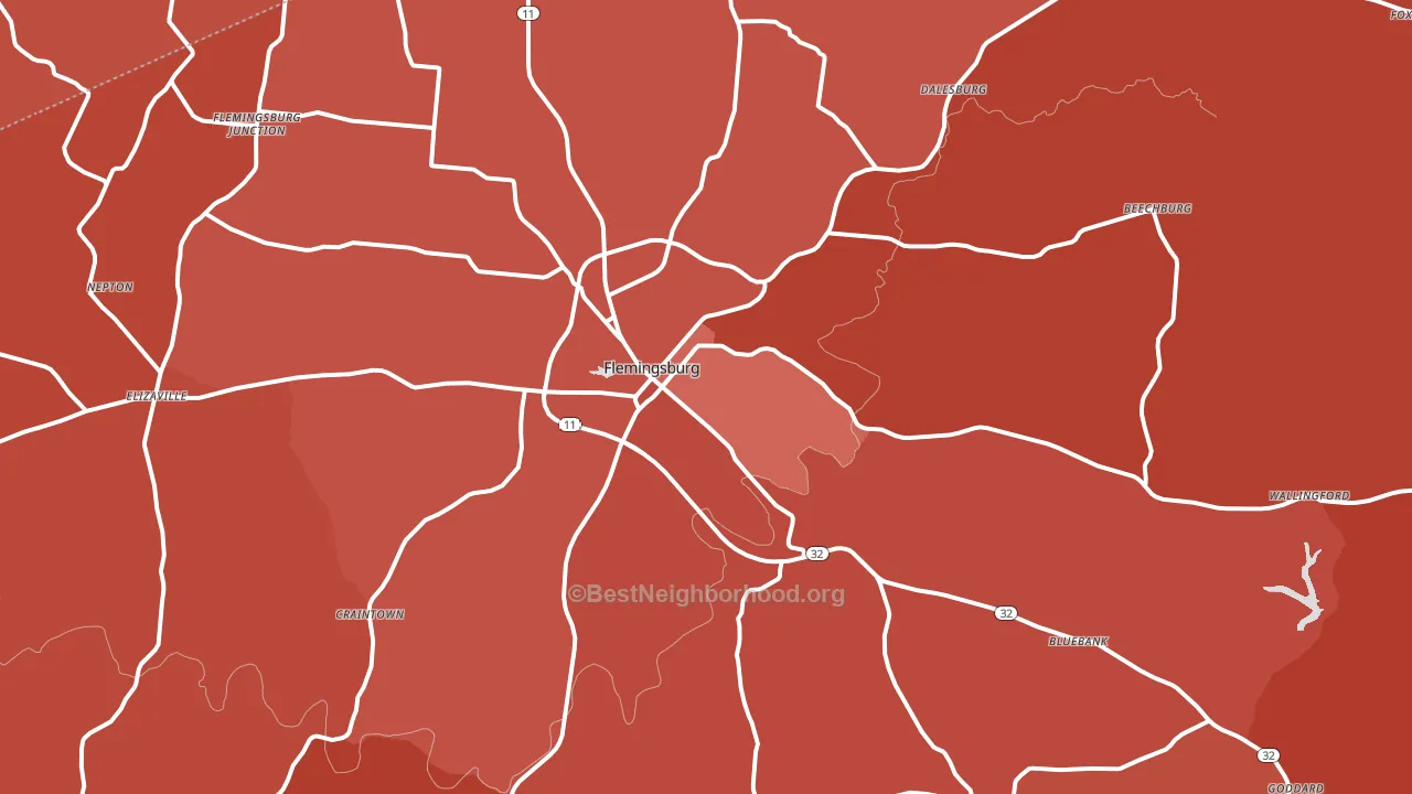 Flemingsburg, KY block-group political-lean map