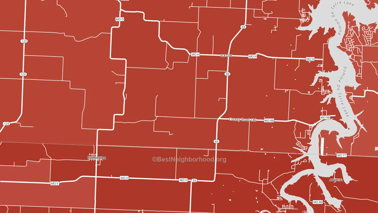 Flemington, MO block-group political-lean map