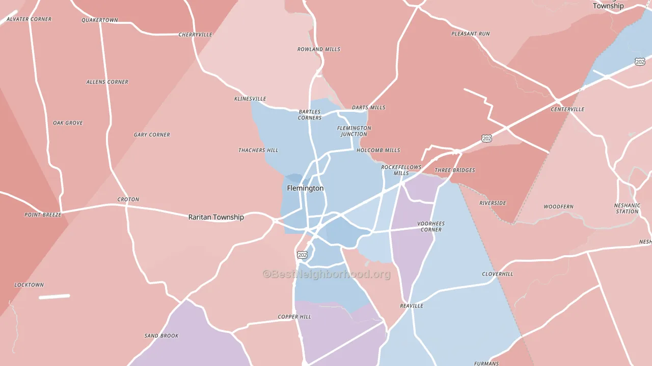 Flemington, NJ block-group political-lean map