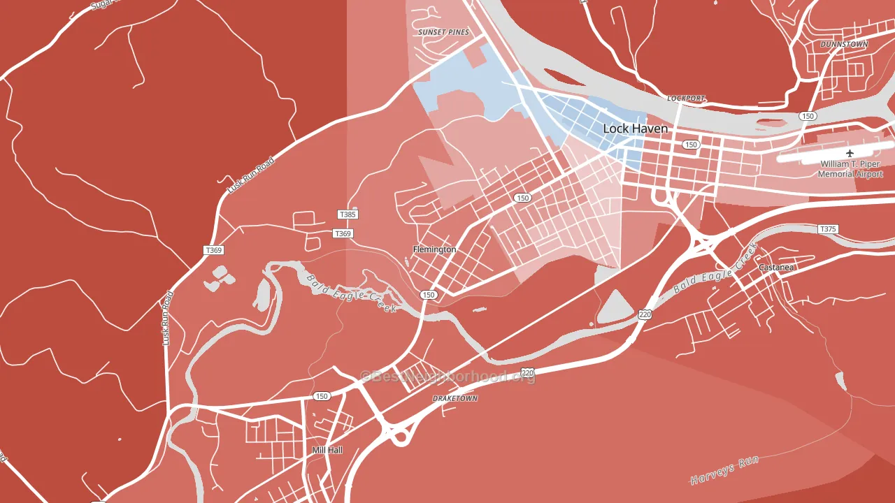 Flemington, PA block-group political-lean map