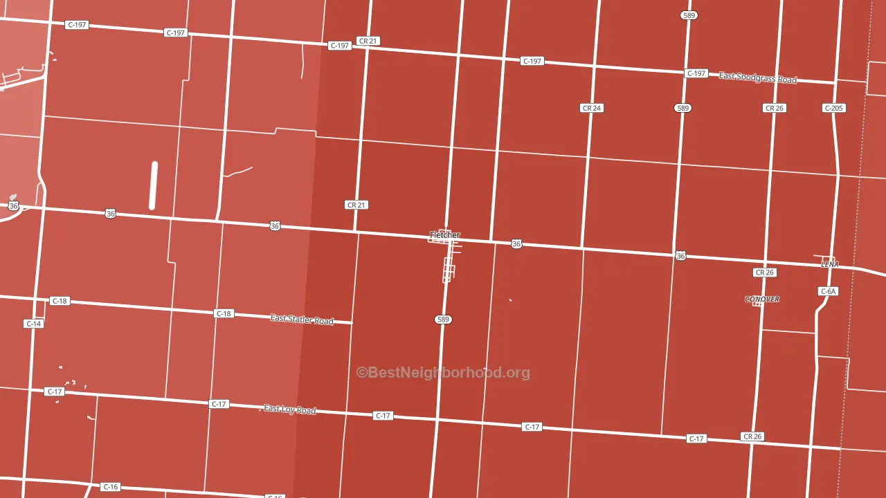 Fletcher, OH block-group political-lean map
