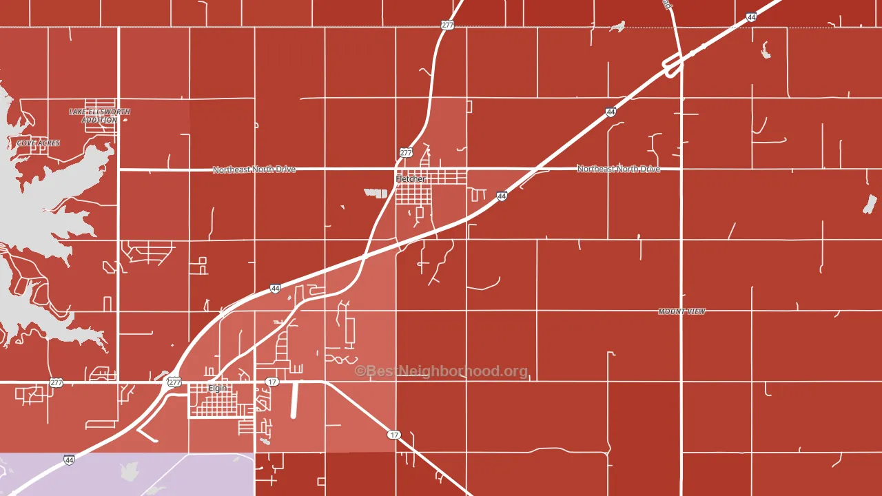 Fletcher, OK block-group political-lean map