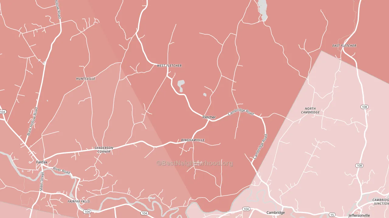 Fletcher, VT block-group political-lean map