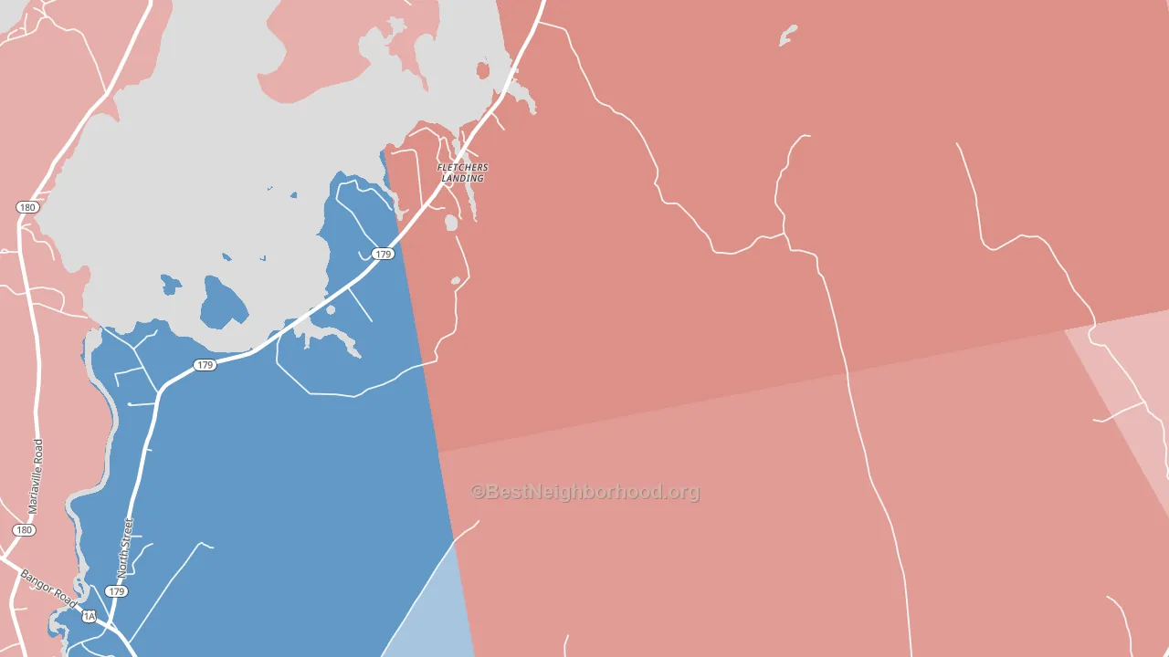 Fletchers Landing, ME block-group political-lean map