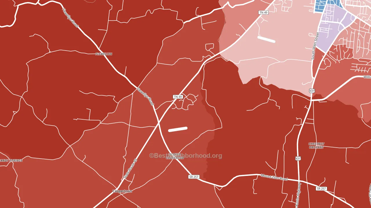 Flewellyn, TN block-group political-lean map