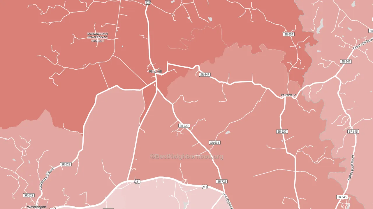 Flint Hill, VA block-group political-lean map
