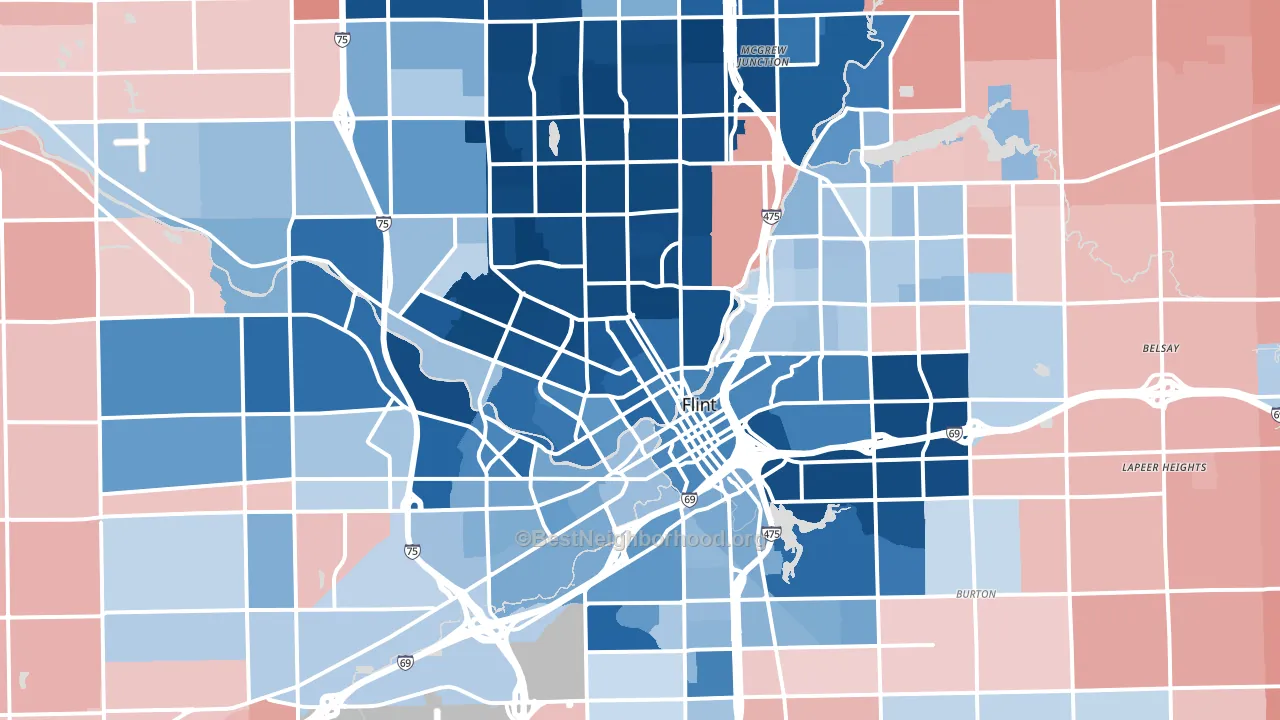 Flint, MI block-group political-lean map