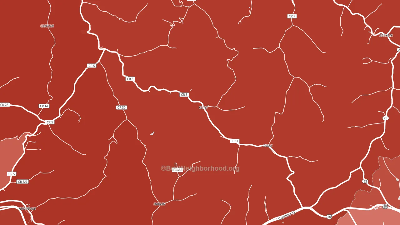 Flint, WV block-group political-lean map