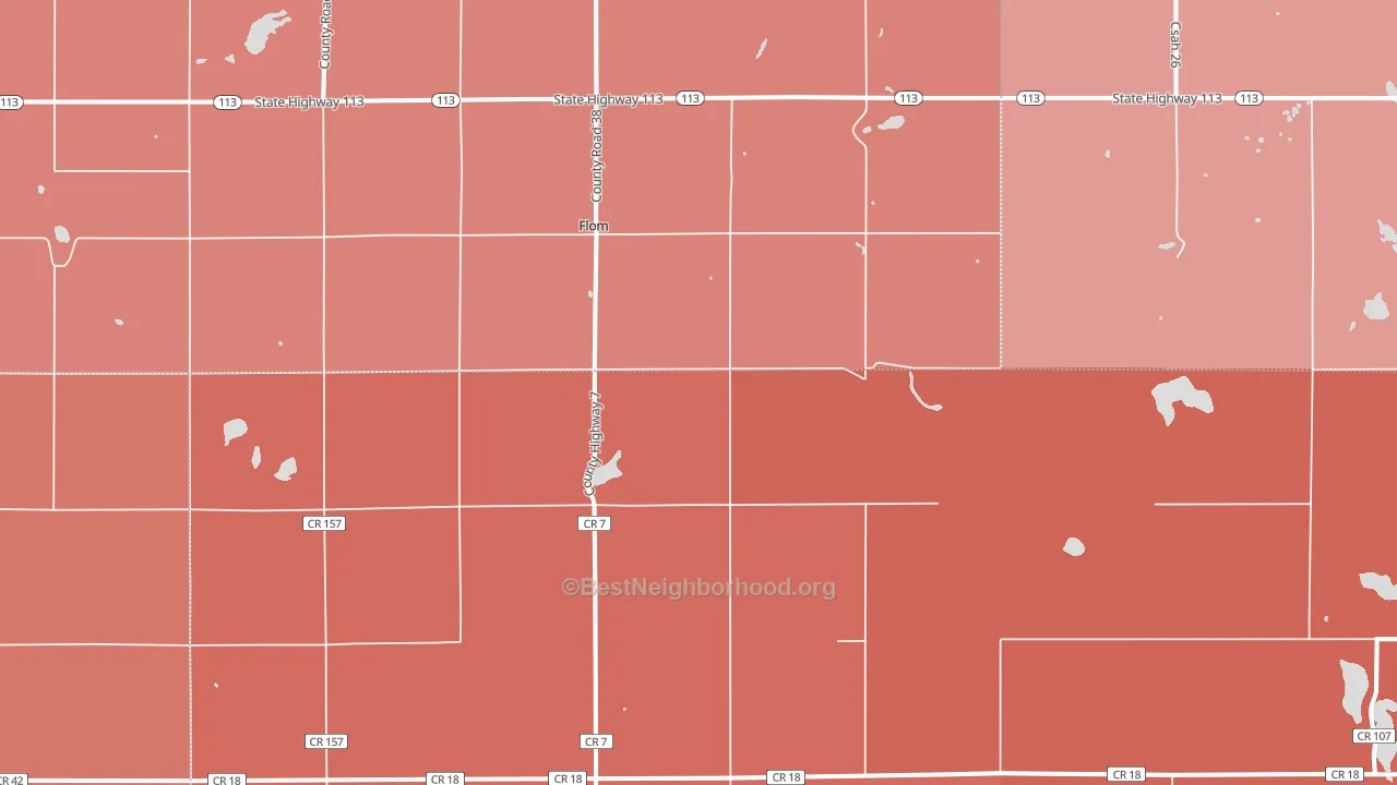Flom, MN block-group political-lean map