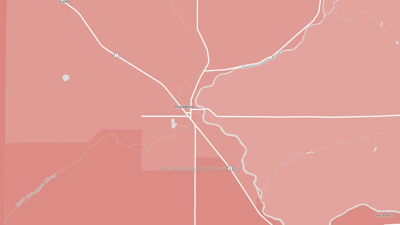 Floodwood, MN block-group political-lean map