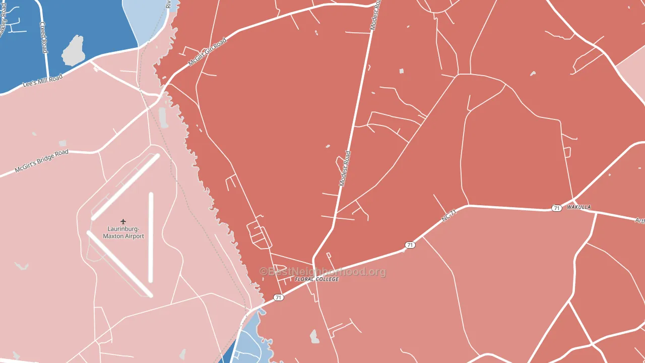 Floral College, NC block-group political-lean map