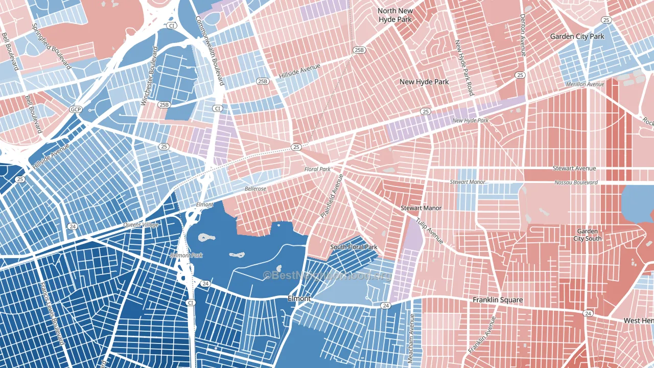 Floral Park, NY block-group political-lean map
