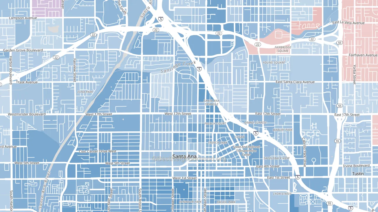 Floral Park, Santa Ana, CA block-group political-lean map
