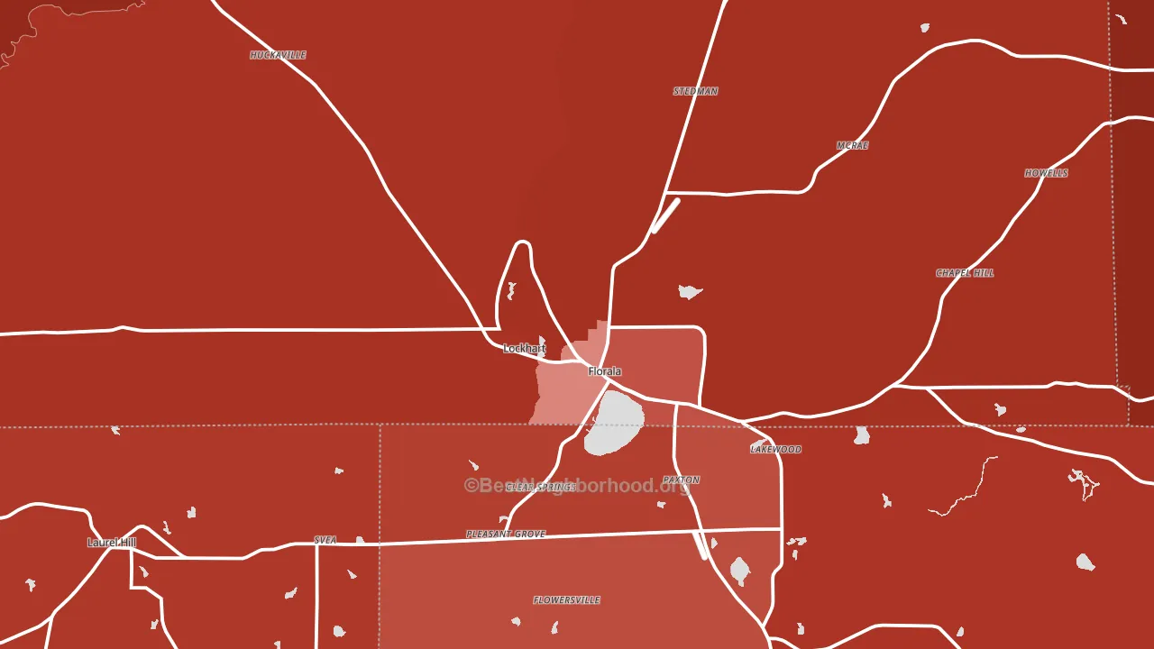 Florala, AL block-group political-lean map