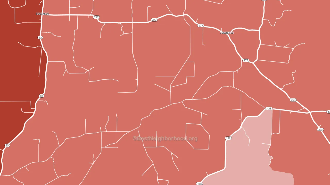 Florence, AR block-group political-lean map