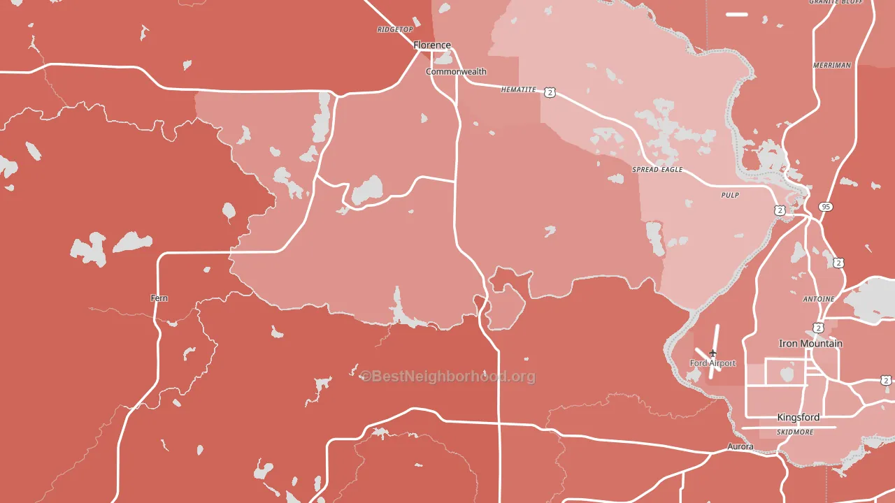 Florence County, WI block-group political-lean map