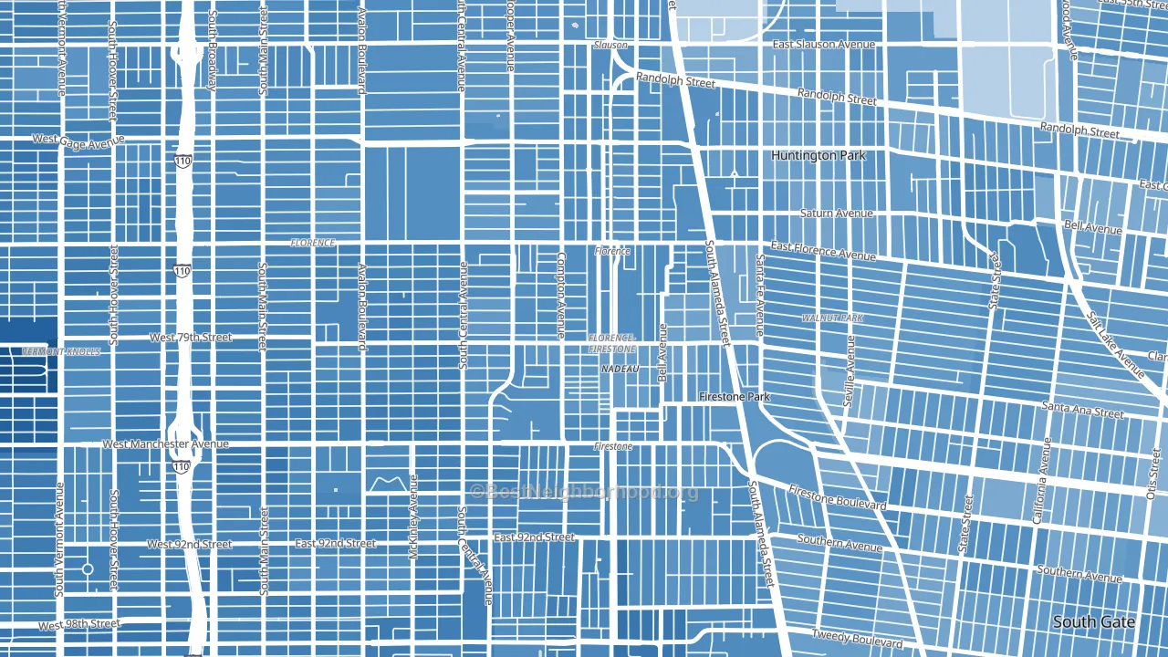 Florence-Graham, CA block-group political-lean map