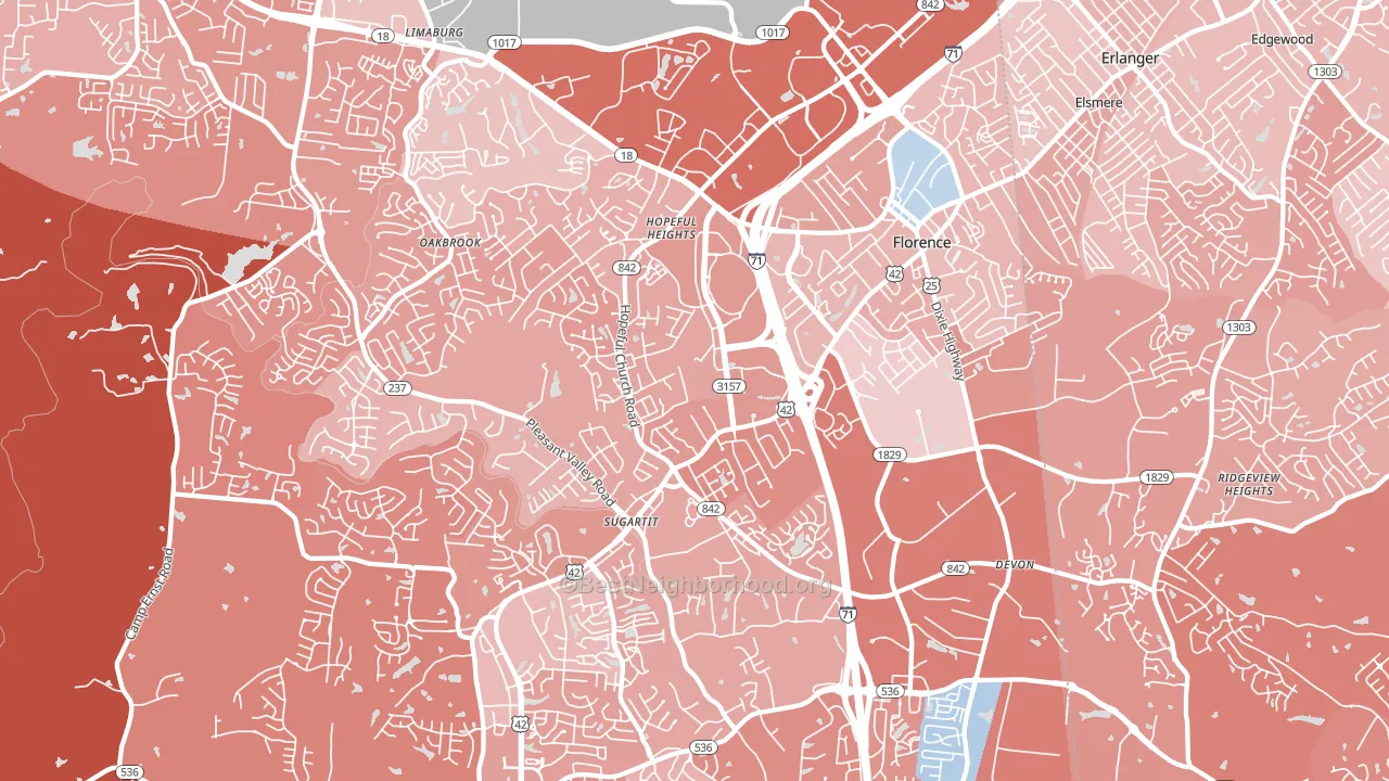 Florence, KY block-group political-lean map