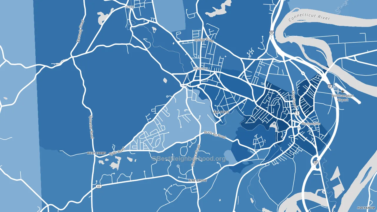 Florence, MA block-group political-lean map