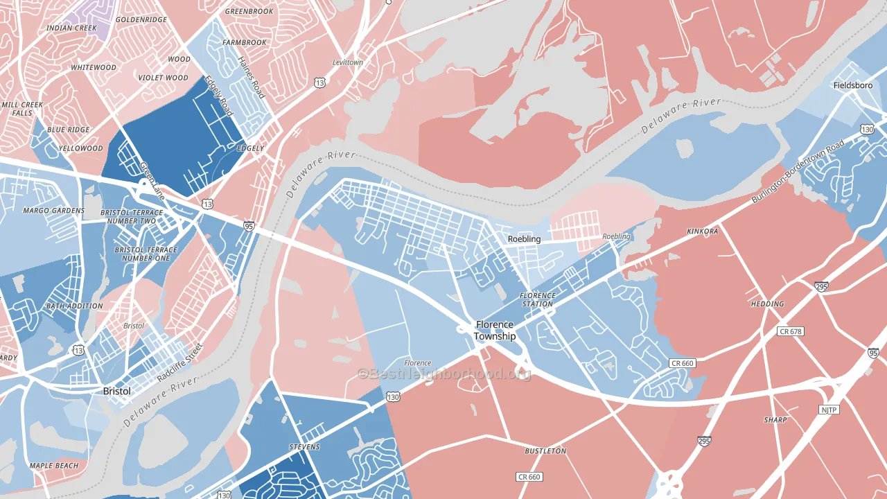 Florence, NJ block-group political-lean map