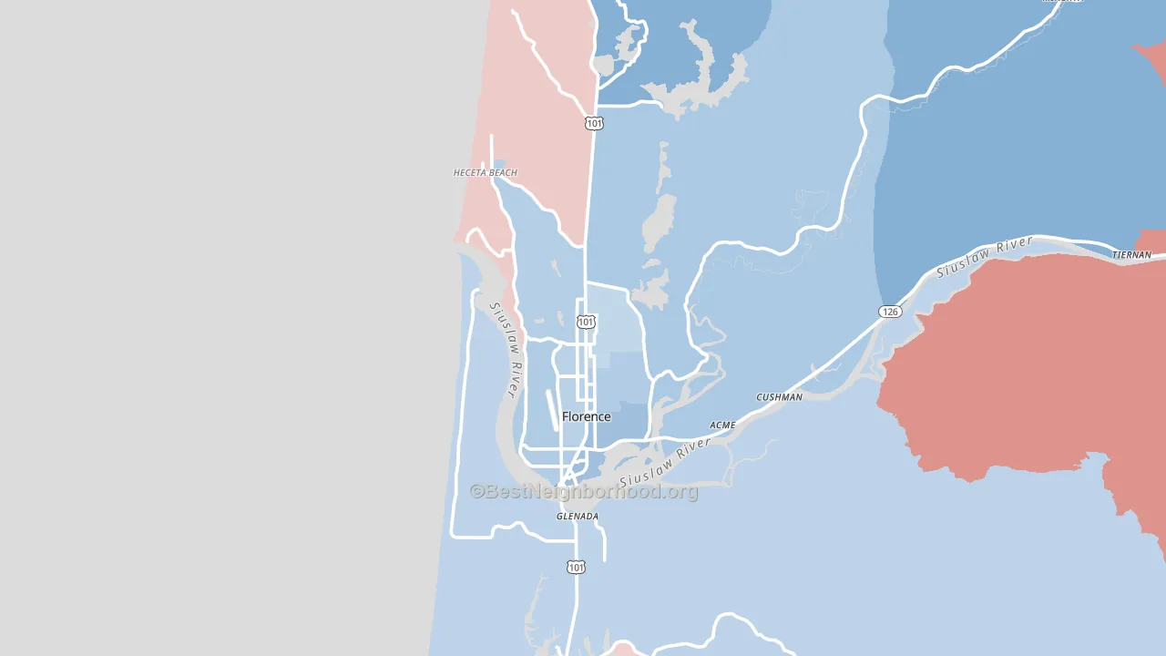 Florence, OR block-group political-lean map