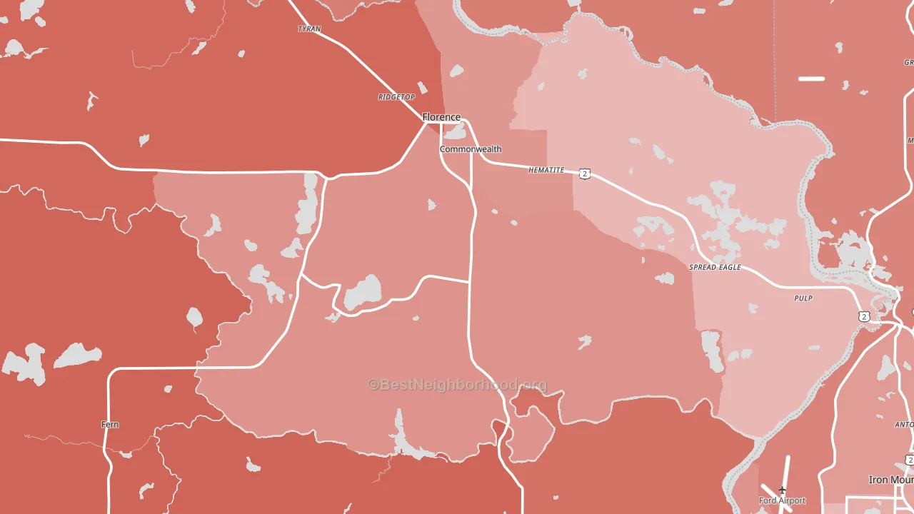 Florence, WI block-group political-lean map