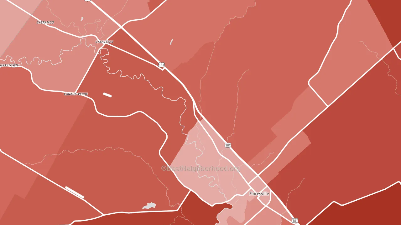 Floresville, TX block-group political-lean map