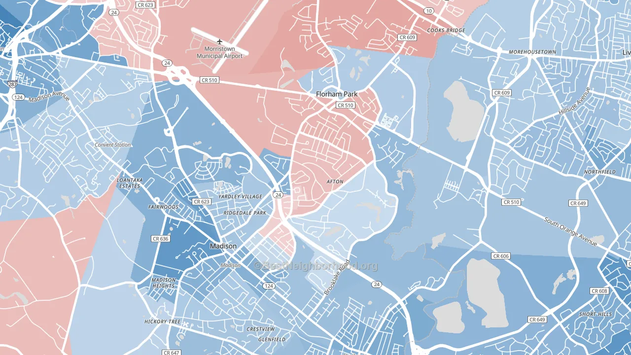 Florham Park, NJ block-group political-lean map