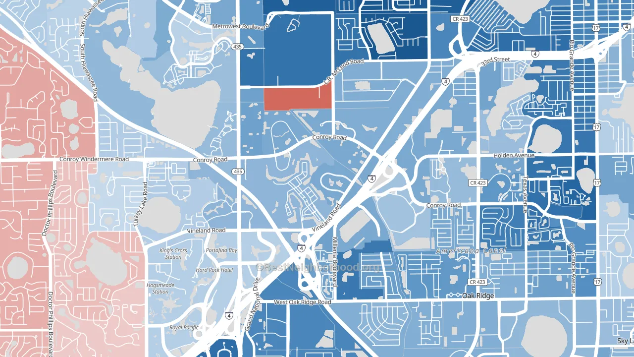 Florida Center North, Orlando, FL block-group political-lean map