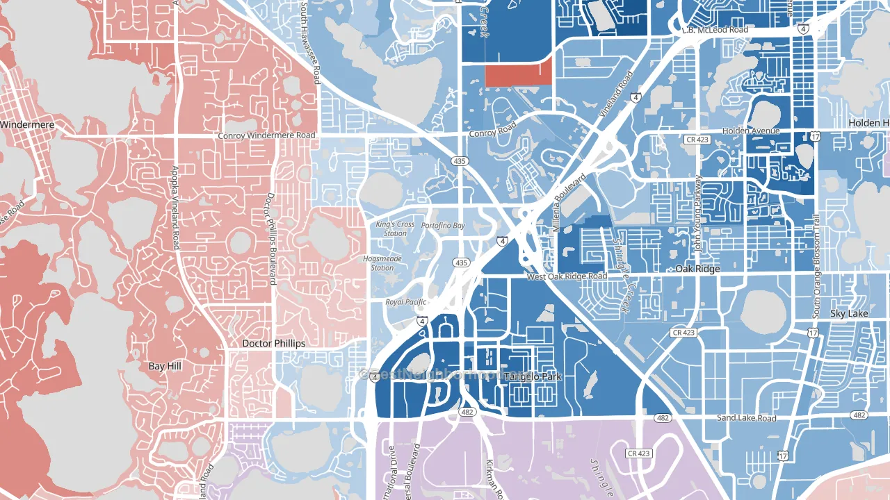 Florida Center, Orlando, FL block-group political-lean map