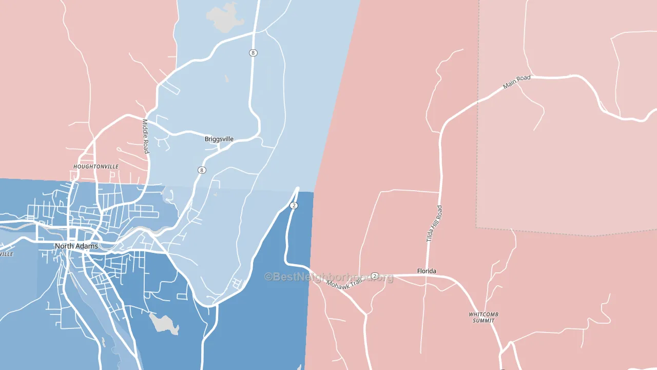 Florida, MA block-group political-lean map