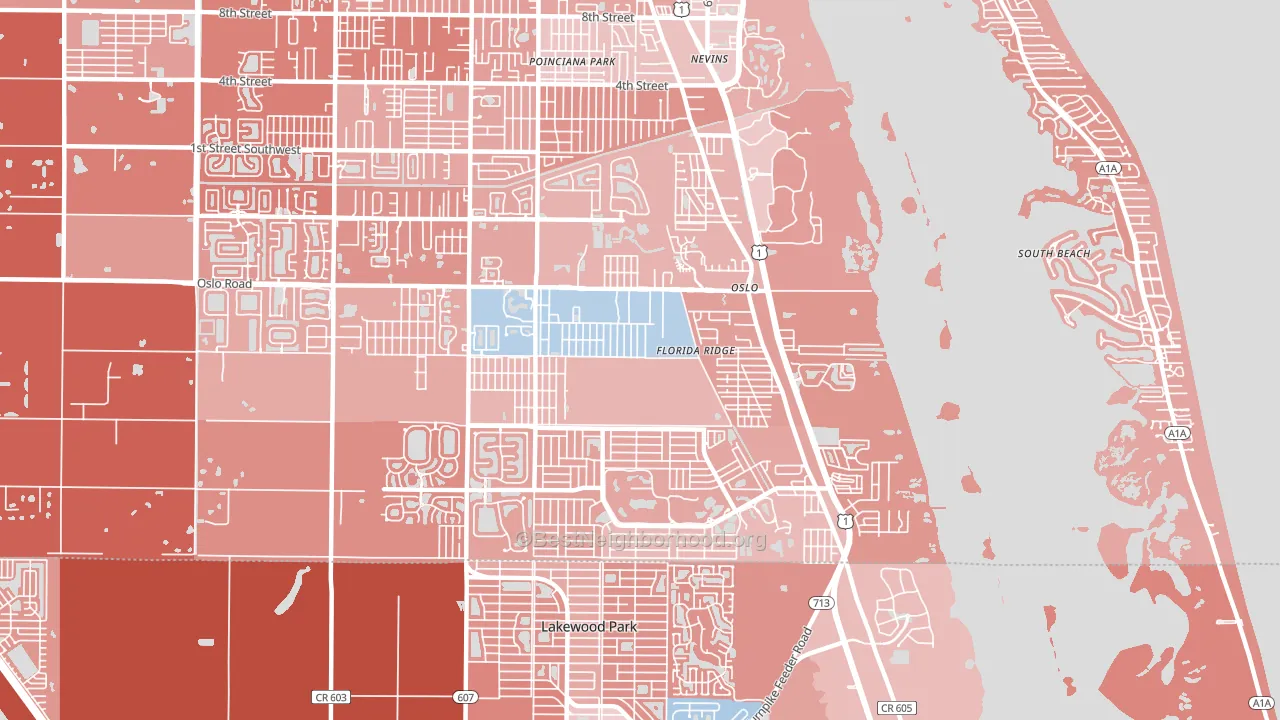 Florida Ridge, FL block-group political-lean map