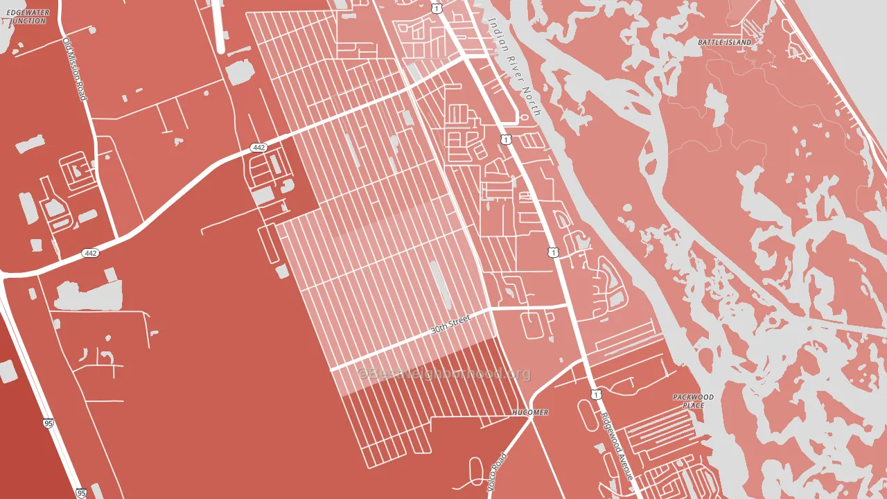 Florida Shores, Edgewater, FL block-group political-lean map