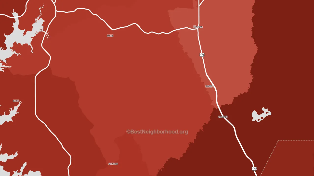 Florien, LA block-group political-lean map