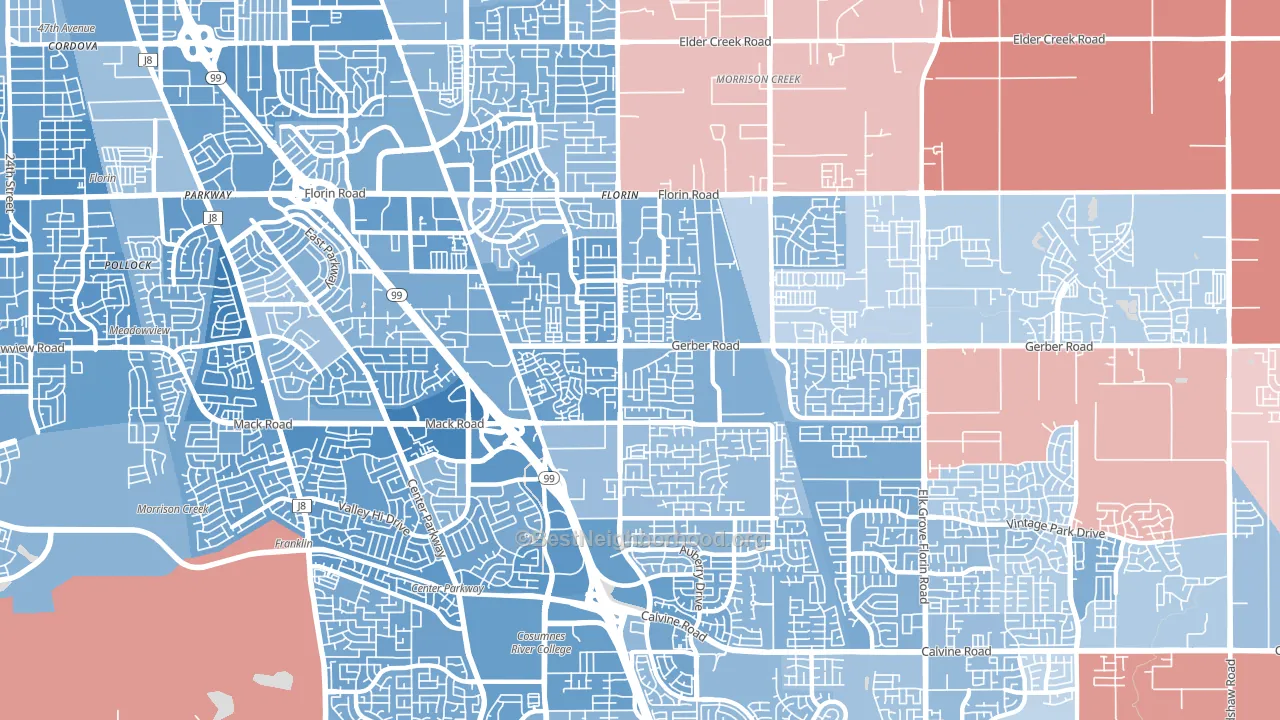 Florin, CA block-group political-lean map