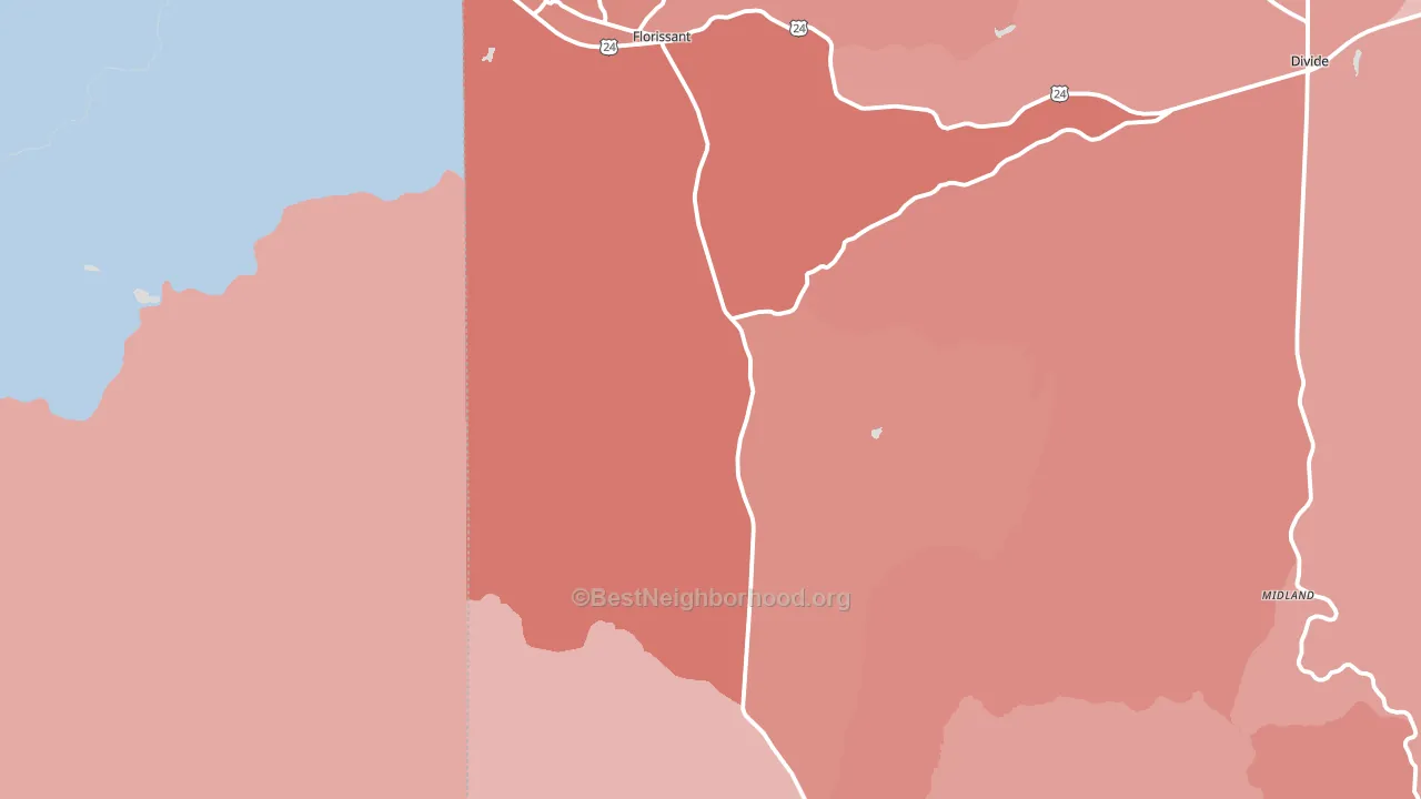 Florissant, CO block-group political-lean map