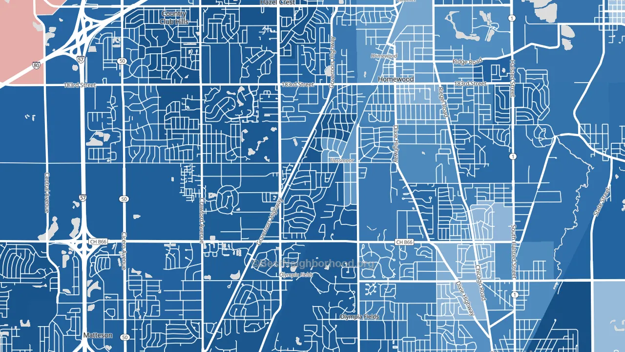 Flossmoor, IL block-group political-lean map
