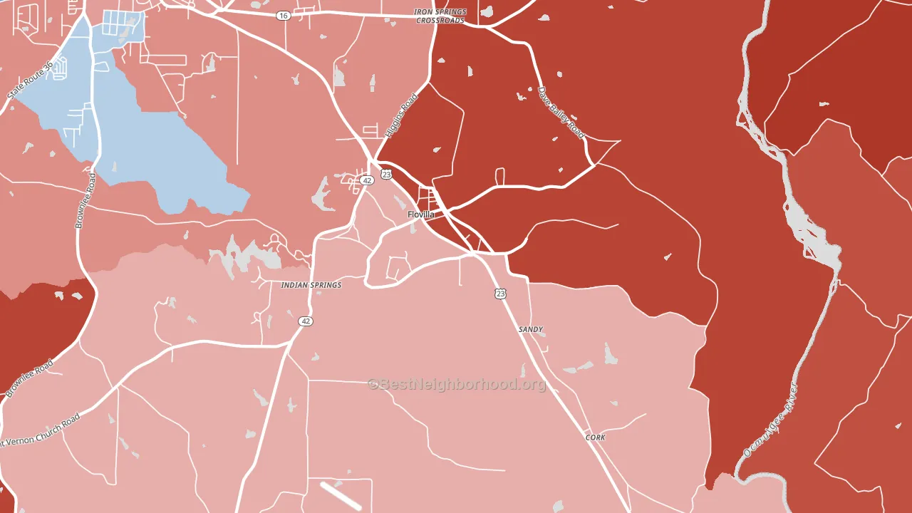Flovilla, GA block-group political-lean map