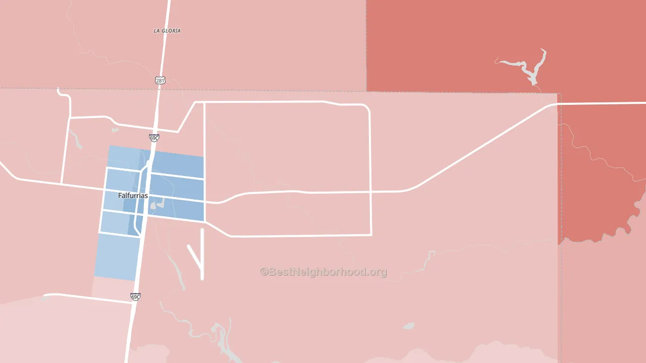 Flowella, TX block-group political-lean map