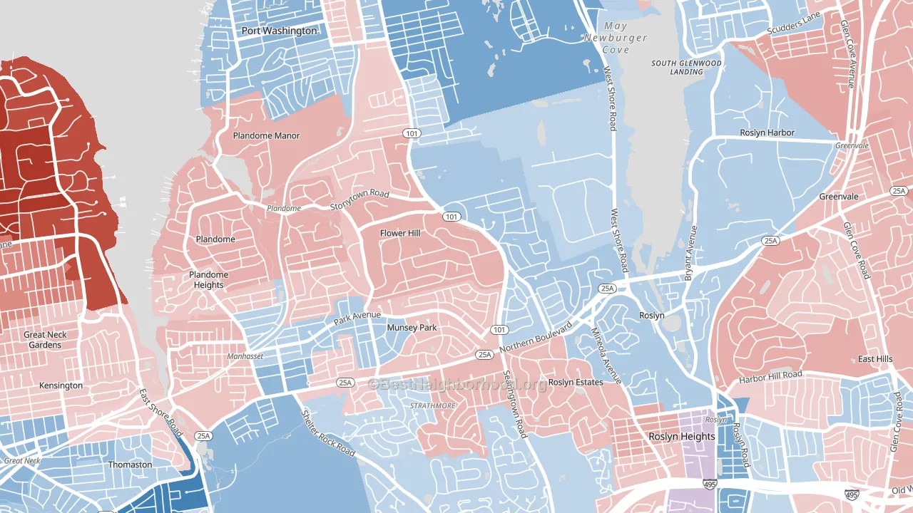 Flower Hill, NY block-group political-lean map
