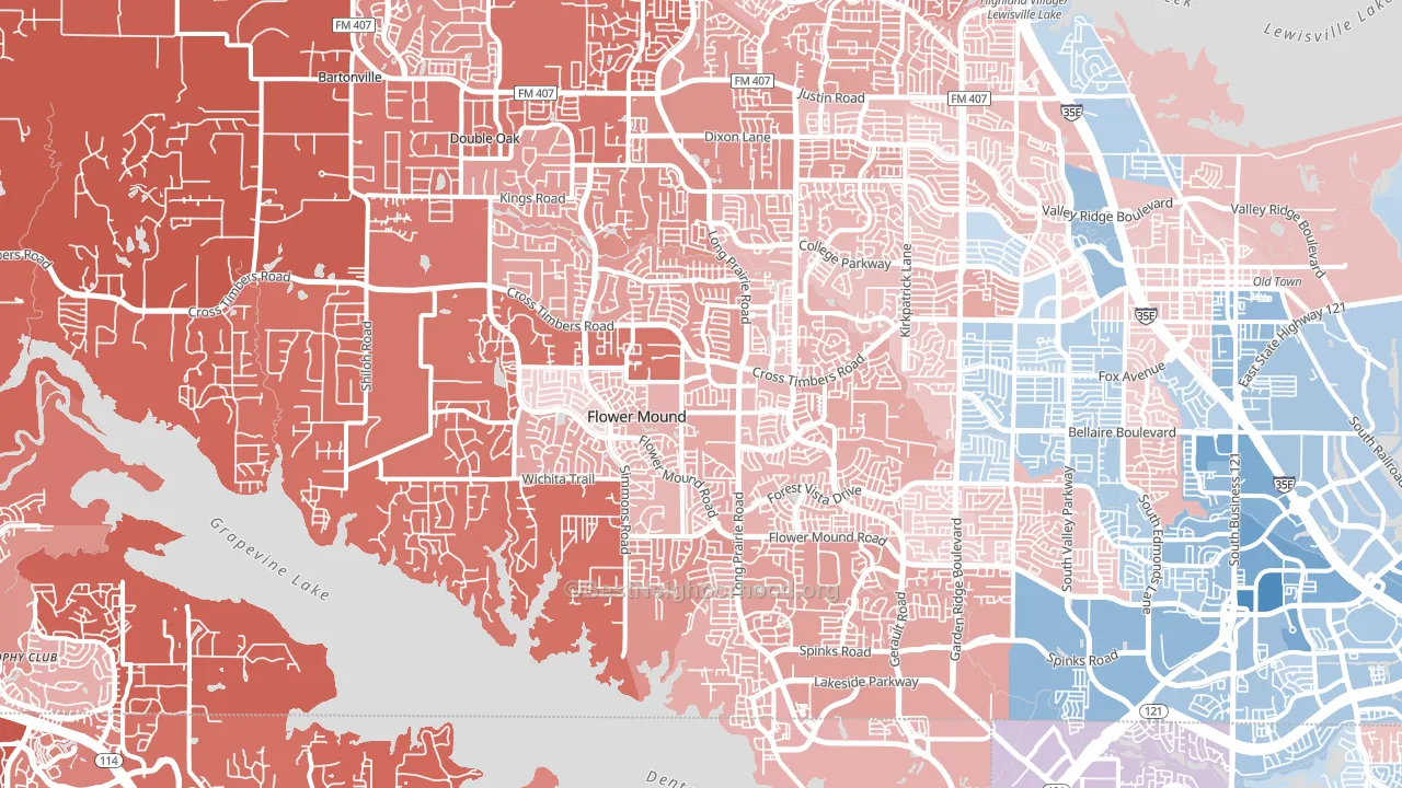 Flower Mound, TX block-group political-lean map
