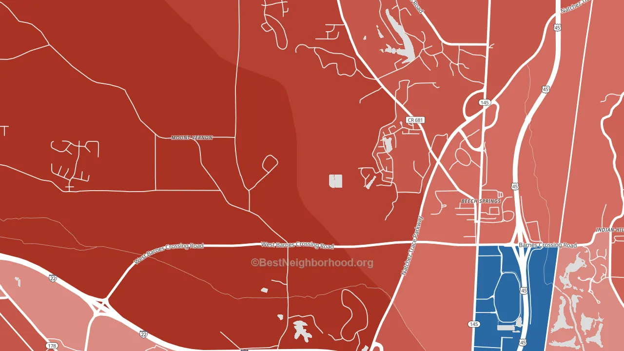 Flowerdale, MS block-group political-lean map