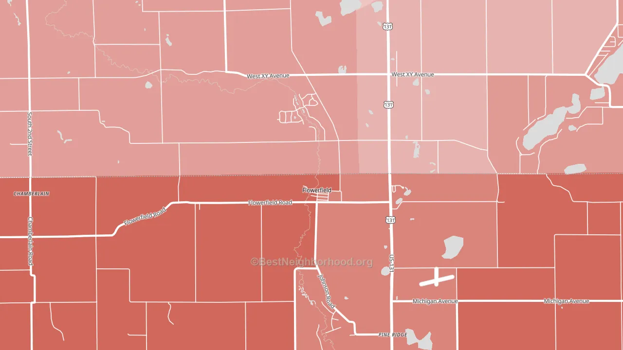 Flowerfield, MI block-group political-lean map