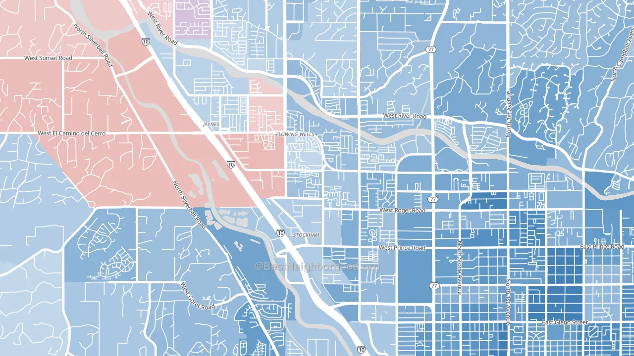 Flowing Wells, AZ block-group political-lean map