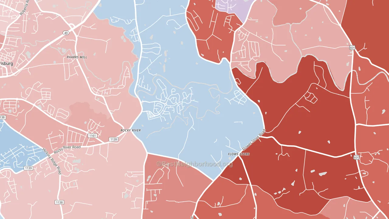 Flows Store, NC block-group political-lean map