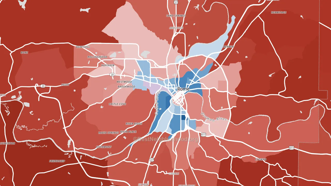 Floyd County, GA block-group political-lean map