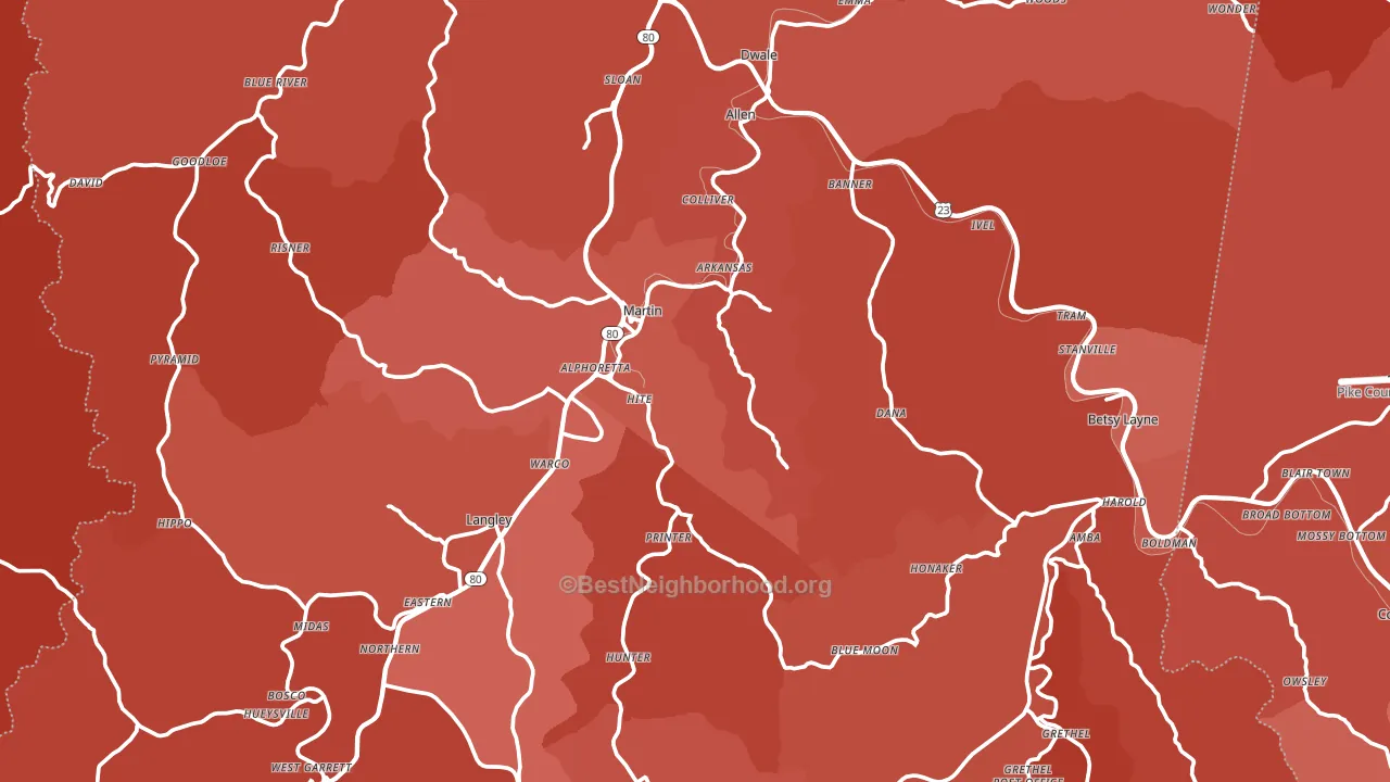 Floyd County, KY block-group political-lean map