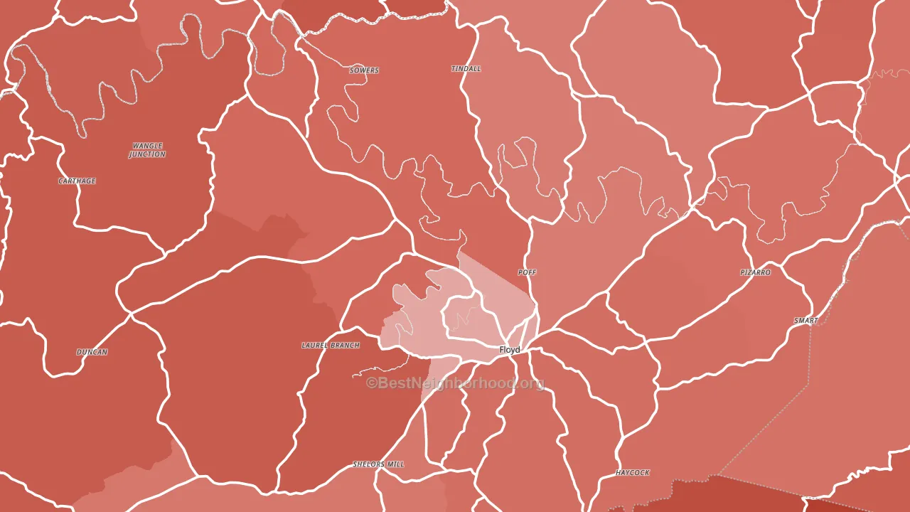 Floyd County, VA block-group political-lean map