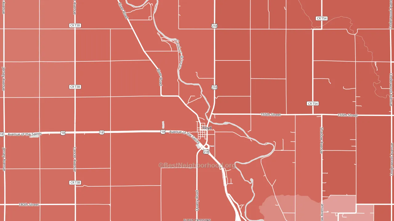 Floyd, IA block-group political-lean map